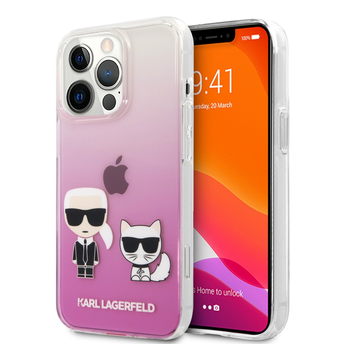 iPhone 13 PRO MAX skaidri-rožinė KARL LAGERFELD nugarėlė KLHCP13XCKTRP