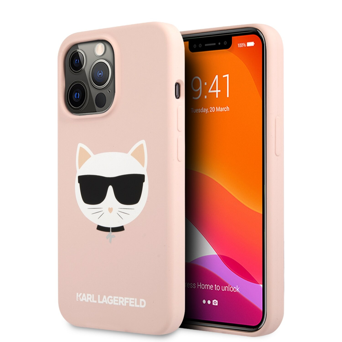 iPhone 13 PRO MAX šviesiai rožinė KARL LAGERFELD nugarėlė KLHCP13XSLCHLP