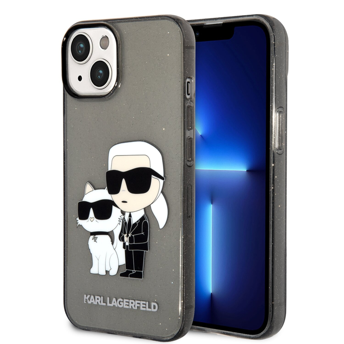 iPhone 14/13 black NFT IML Glitter KARL LAGERFELD nugarėlė