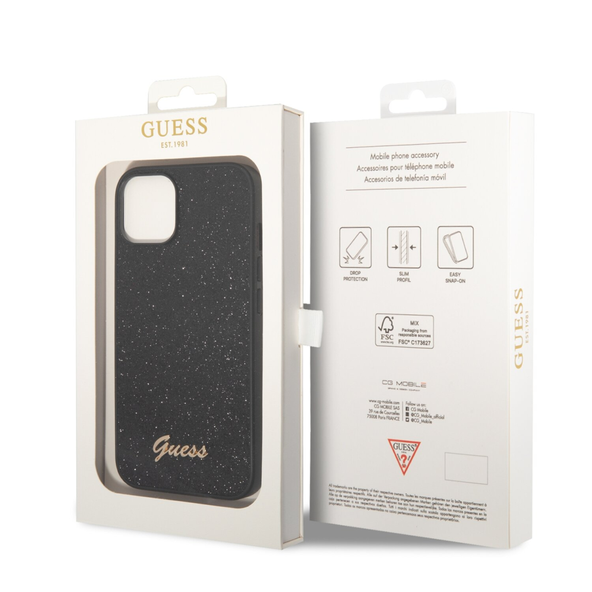 iPhone 14/13 juoda glitter GUESS nugarėlė GUHCP14SHGGSHK 7