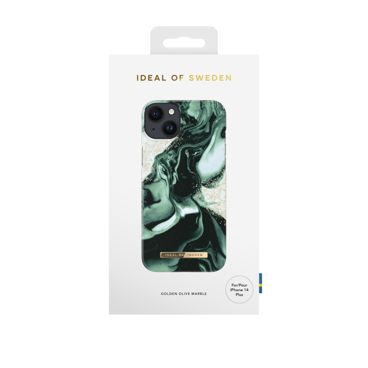 iPhone 14 PLUS iDeal Of Sweden nugarėlė Golden Olive Marble 2