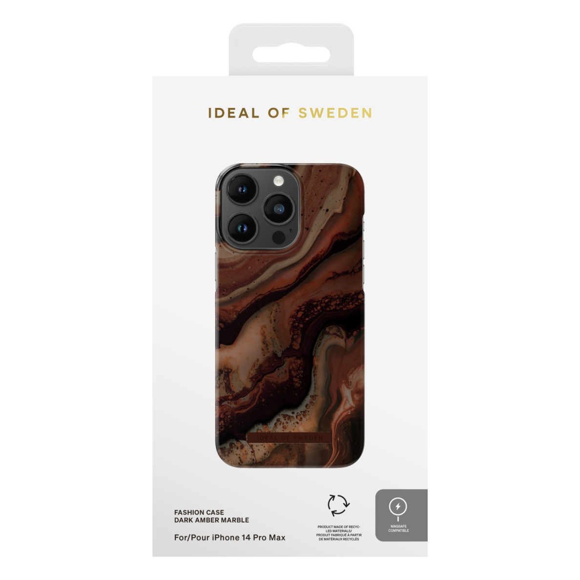 iPhone 14 PRO MAX iDeal Of Sweden nugarėlė MagSafe Dark Amber Marble 3