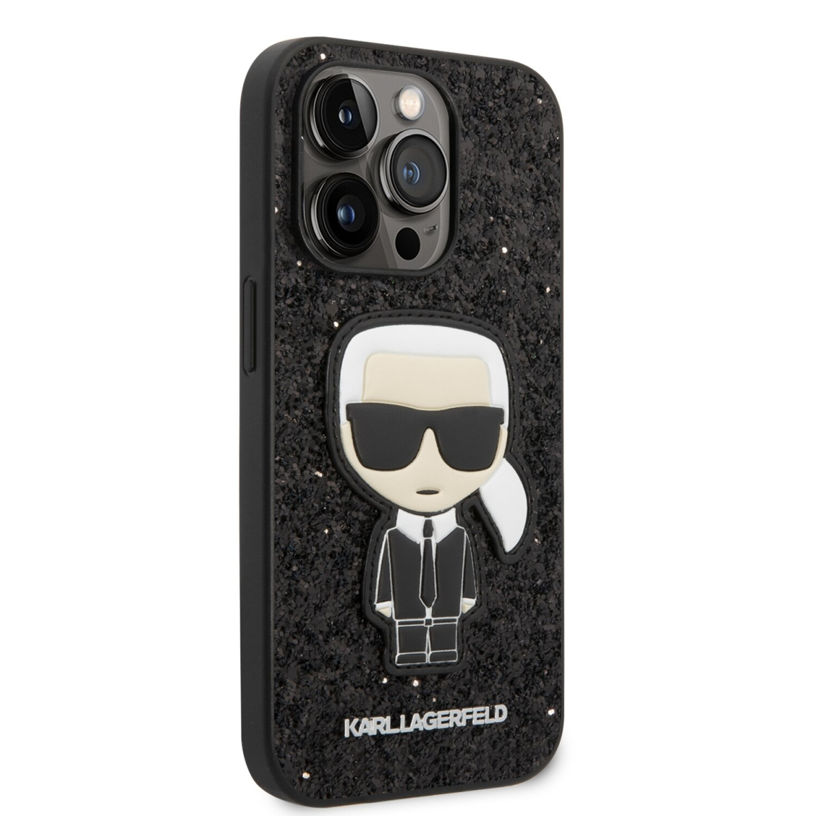 iPhone 14 PRO MAX juoda glitter KARL LAGERFELD nugarėlė KLHCP14XGFKPK 4