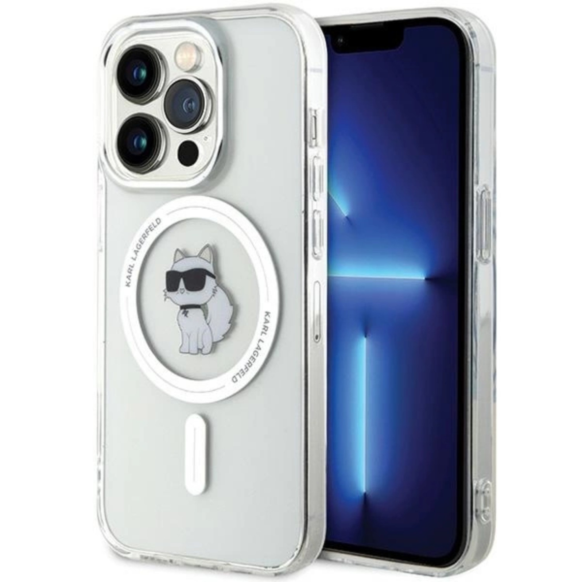 iPhone 14 PRO MAX transparent IML Choupette MagSafe Magsafe KARL LAGERFELD nugarėlė