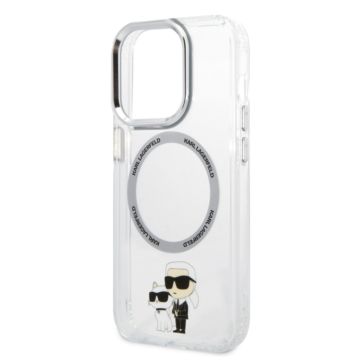 iPhone 14 PRO transparent + silver Magsafe NFT IML KARL LAGERFELD nugarėlė 5