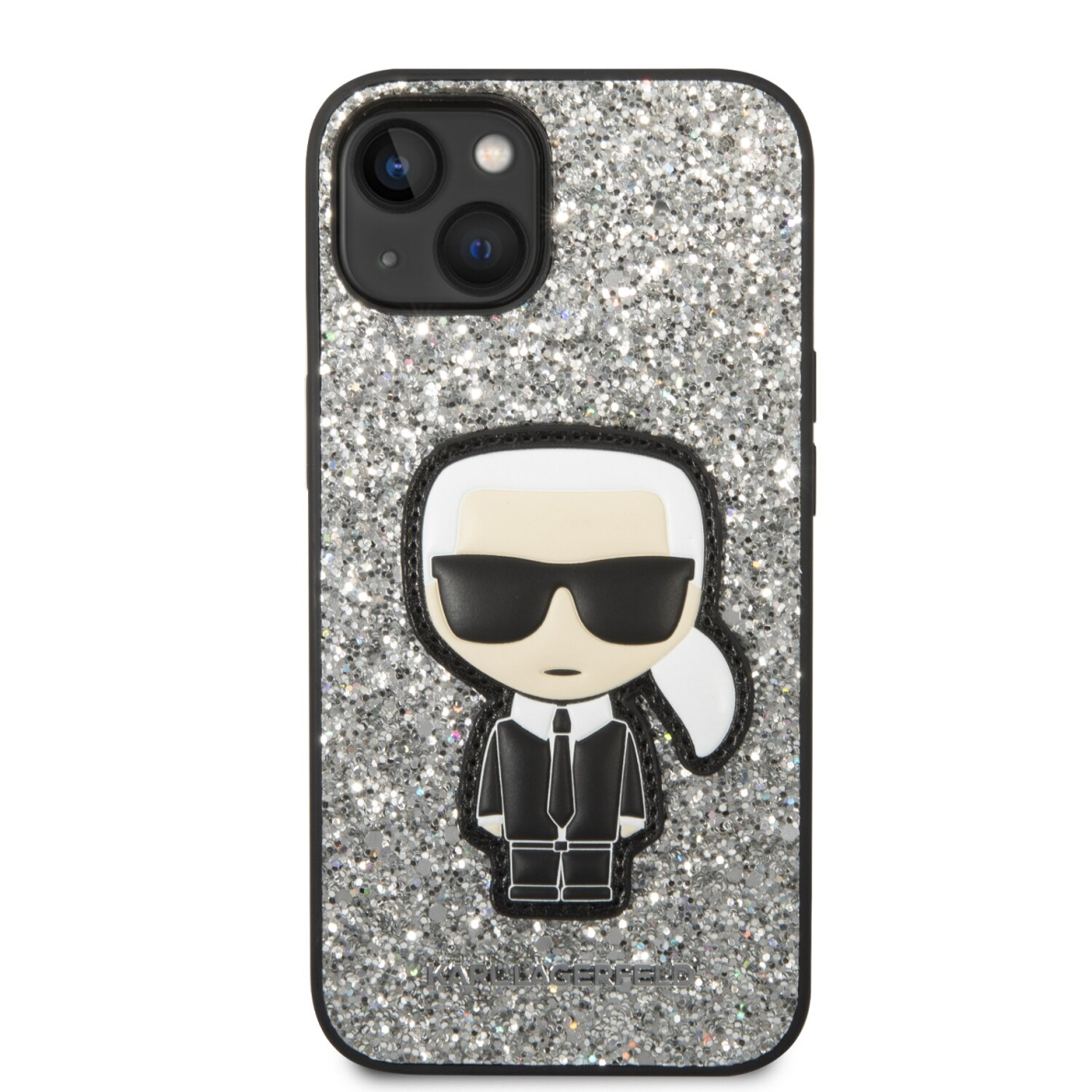 iPhone 14/13 sidabro spalvos glitter KARL LAGERFELD nugarėlė KLHCP14SGFKPG 2