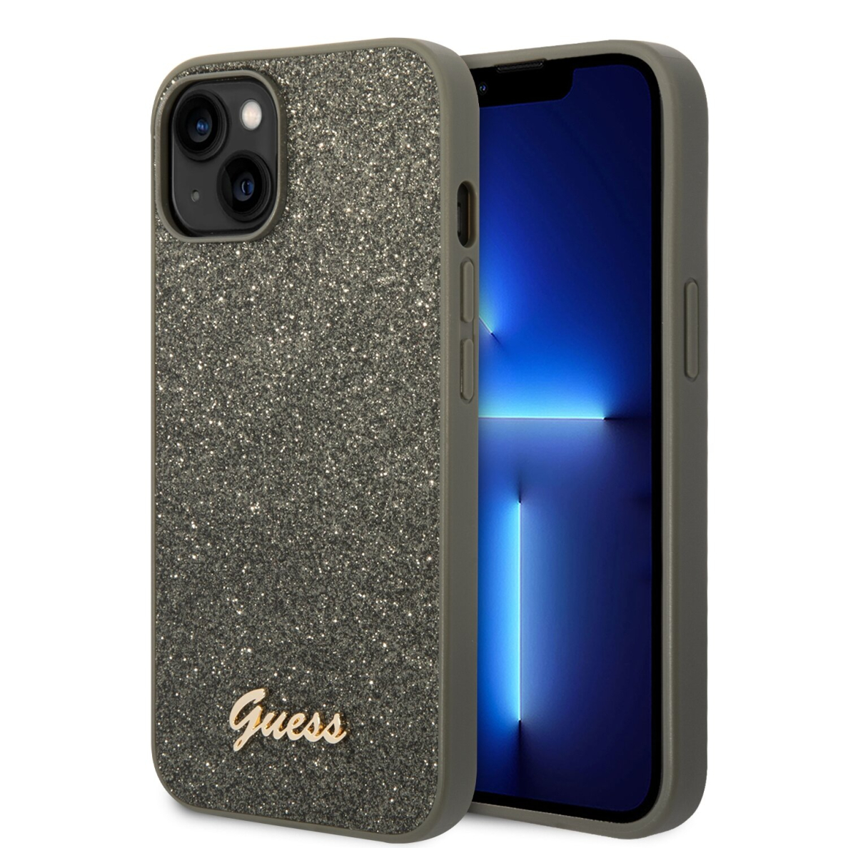 iPhone 14/13 žalia glitter GUESS nugarėlė GUHCP14SHGGSHN