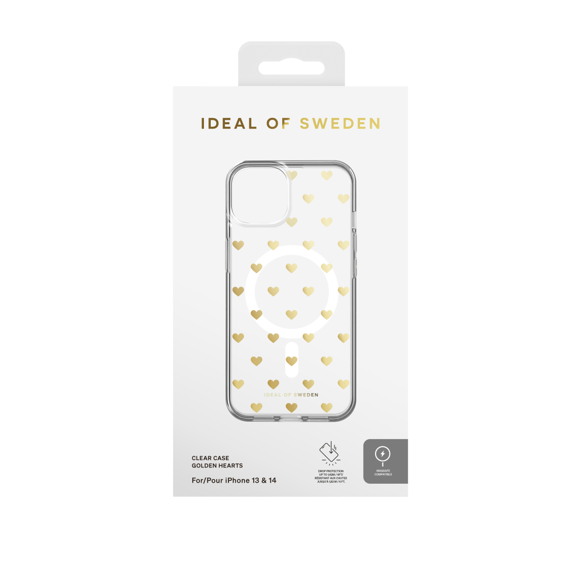 iPhone 14/13 iDeal Of Sweden Clear MagSafe nugarėlė Golden Hearts 3