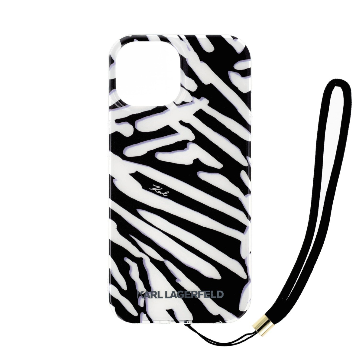 iPhone 15 / 14 / 13 black IML Zebra with Cord KARL LAGERFELD nugarėlė