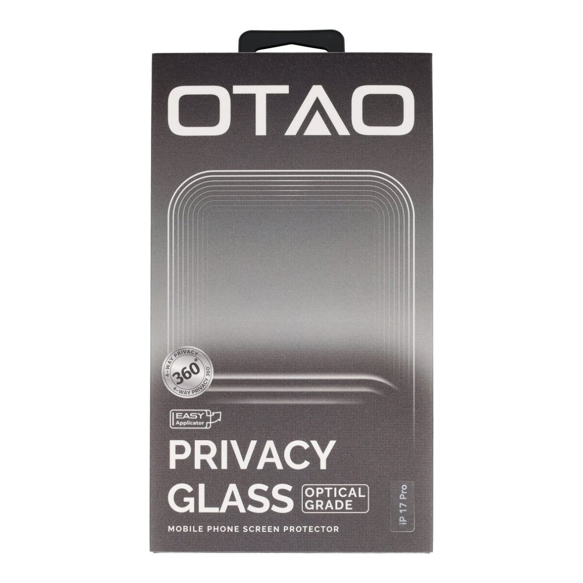 iPhone 15 / 16 black pilnas OTAO Premium PRIVACY 360 apsauginis stiklas 1
