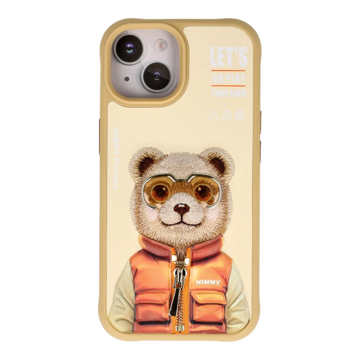 iPhone 15 beige NIMMY Teddy with Glasses nugarėlė iPhone 15 beige NIMMY Teddy with Glasses nugarėlė