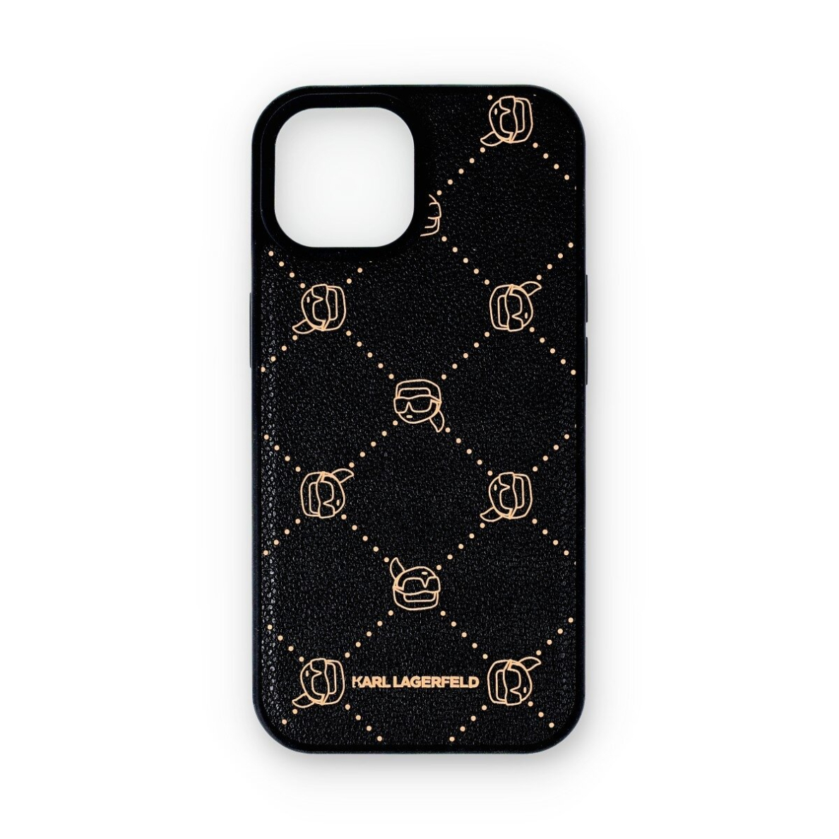 iPhone 15 / 14 / 13 black Magsafe PU Karl Heads Pattern KARL LAGERFELD nugarėlė