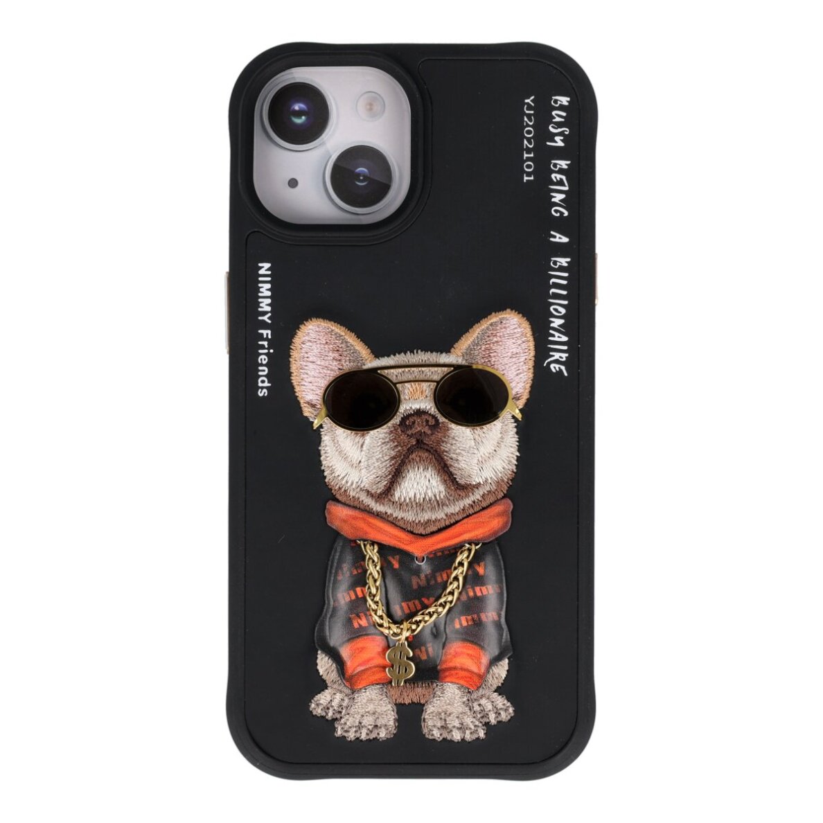 iPhone 15 black NIMMY Bulldog with Glasses nugarėlė