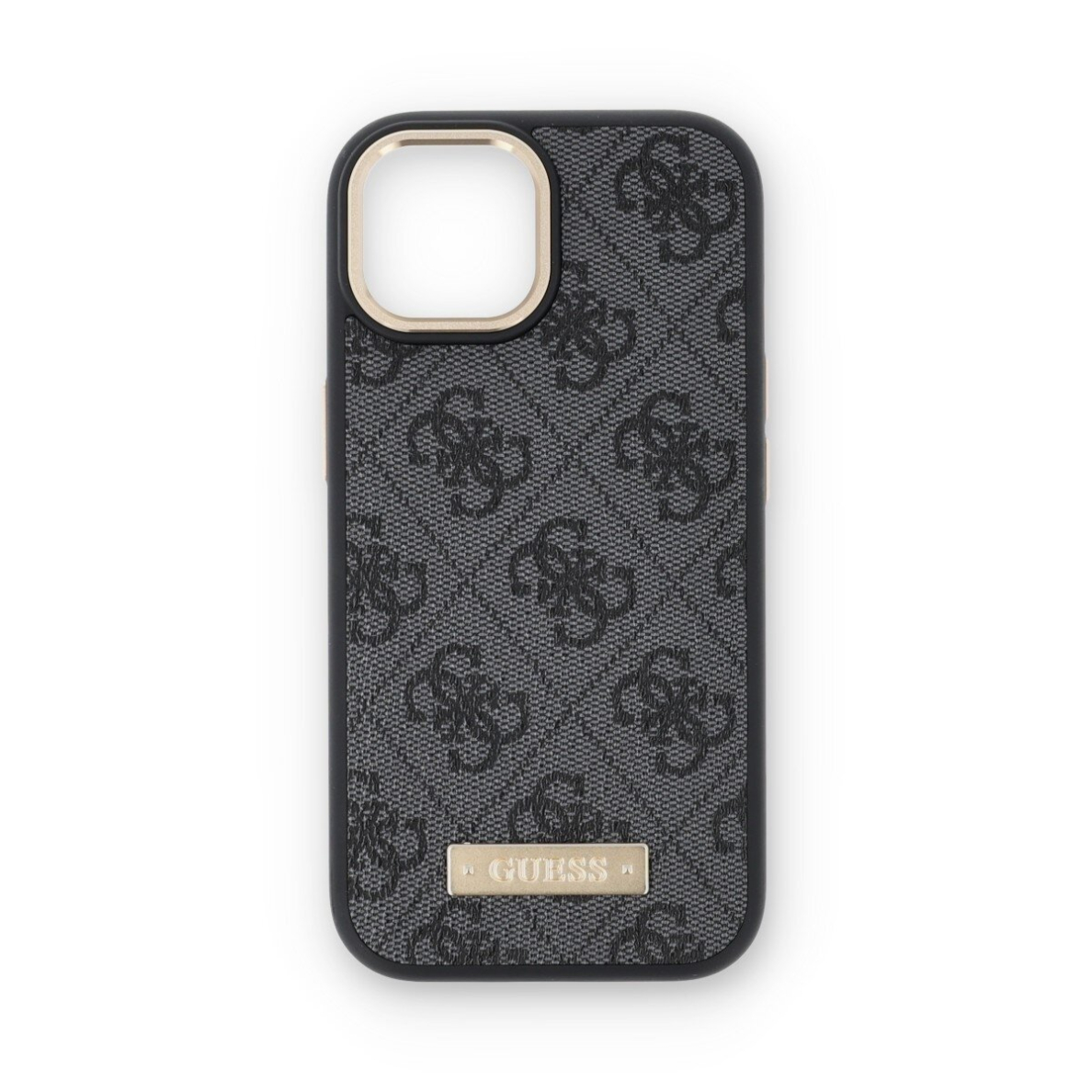 iPhone 15 / 14 / 13 black Plate Logo MagSafe GUESS nugarėlė