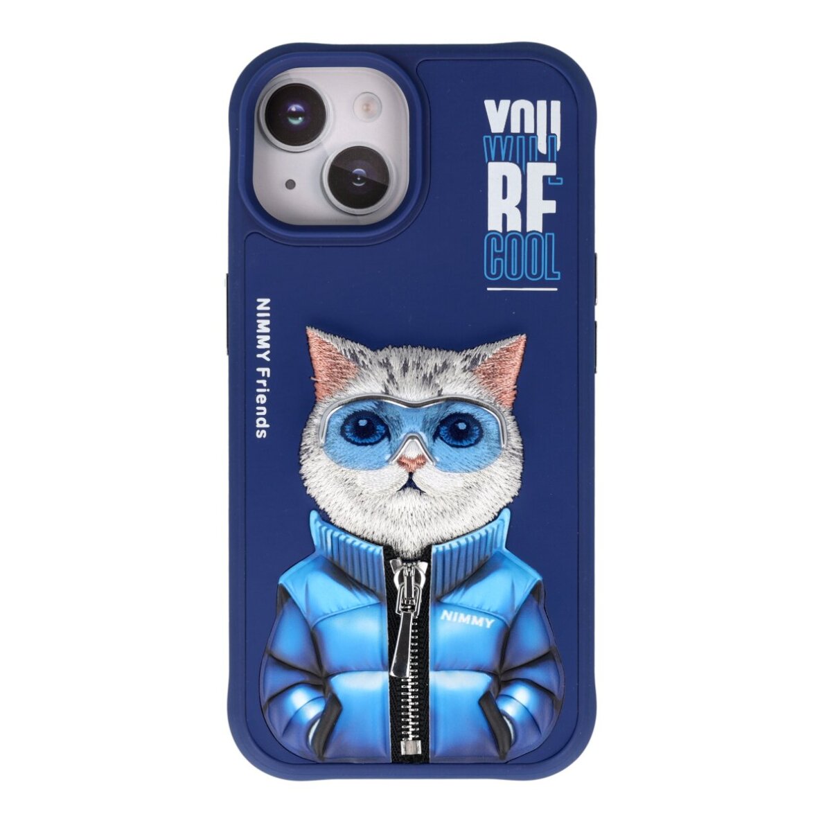 iPhone 15 dark blue NIMMY Cat with Glasses 2.0 nugarėlė iPhone 15 dark blue NIMMY Cat with Glasses 2.0 nugarėlė