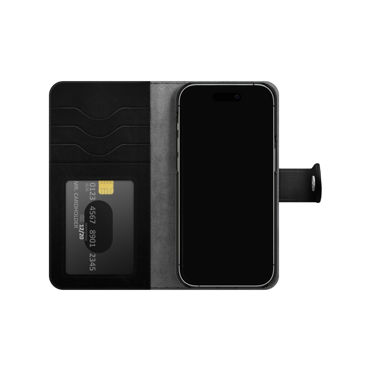 iPhone 15 iDeal Of Sweden dėklas MagSafe Magnet Wallet+ Black 2