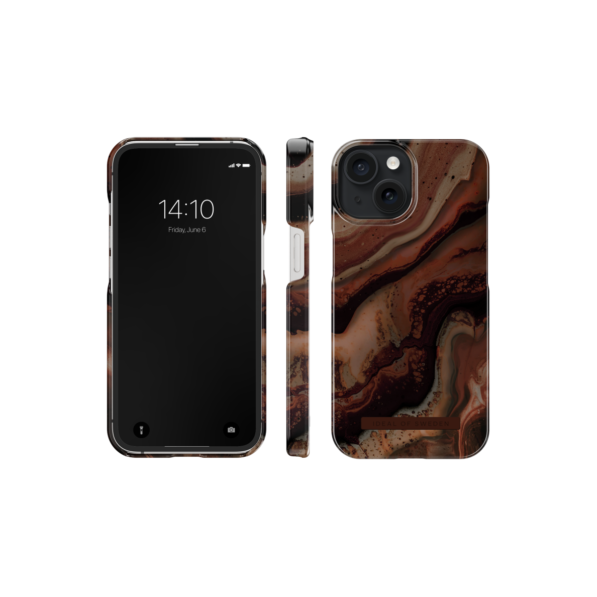 iPhone 15 iDeal Of Sweden nugarėlė MagSafe Dark Amber Marble 3
