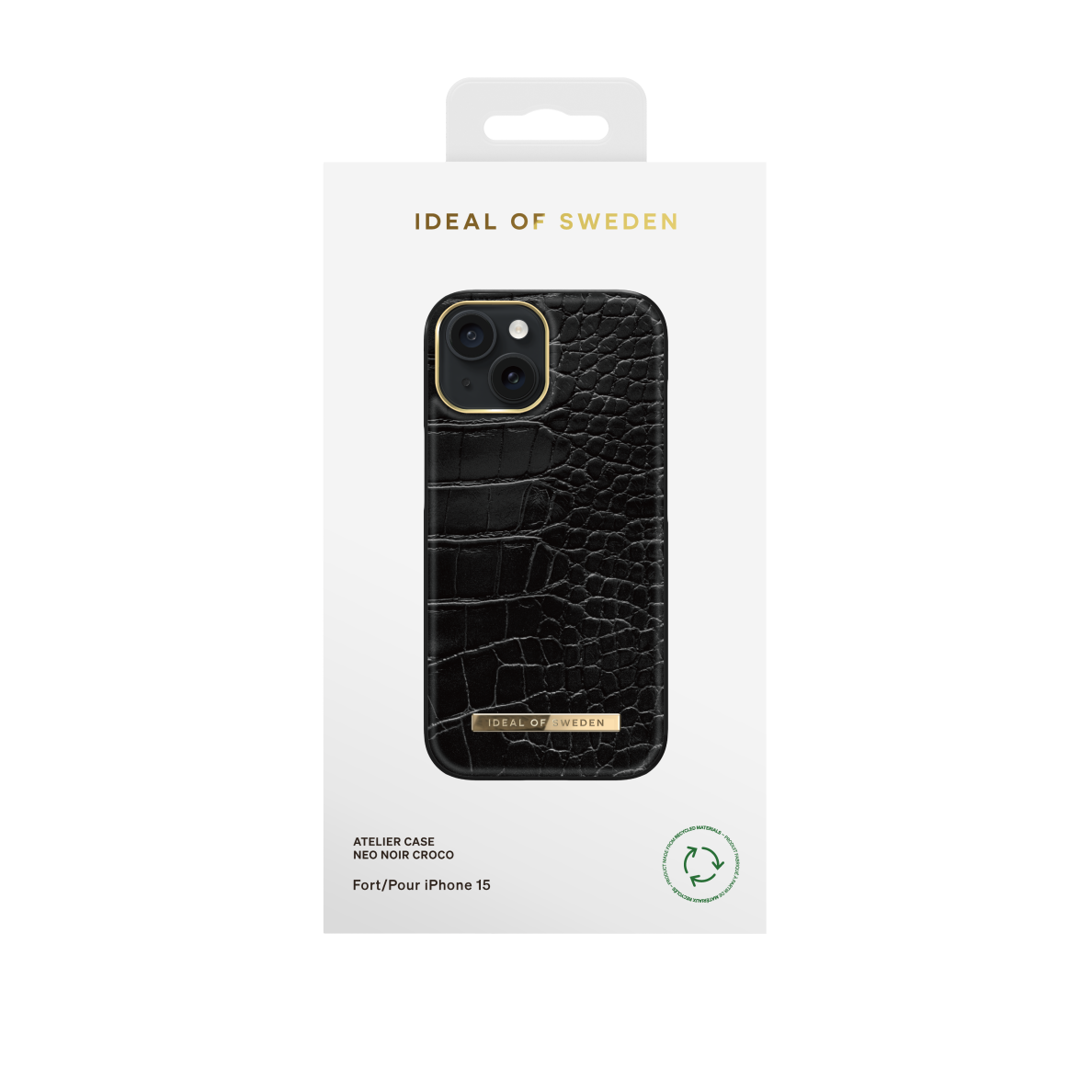 iPhone 15 iDeal Of Sweden nugarėlė Neo Noir Croco Silver 1