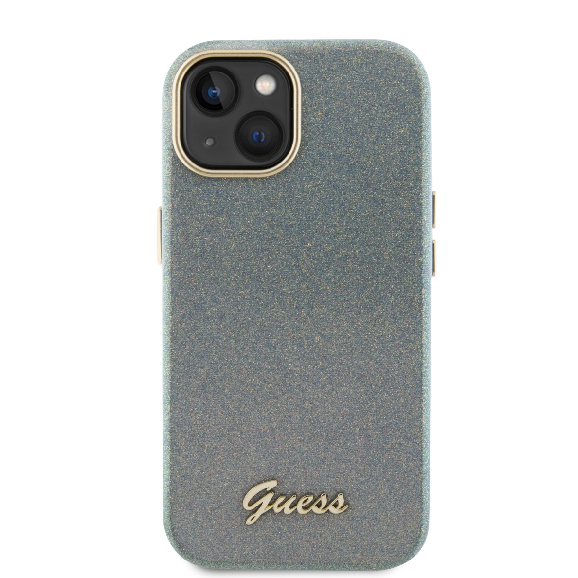 iPhone 15 / 14 / 13 khaki Glitter Glossy Script GUESS nugarėlė 2