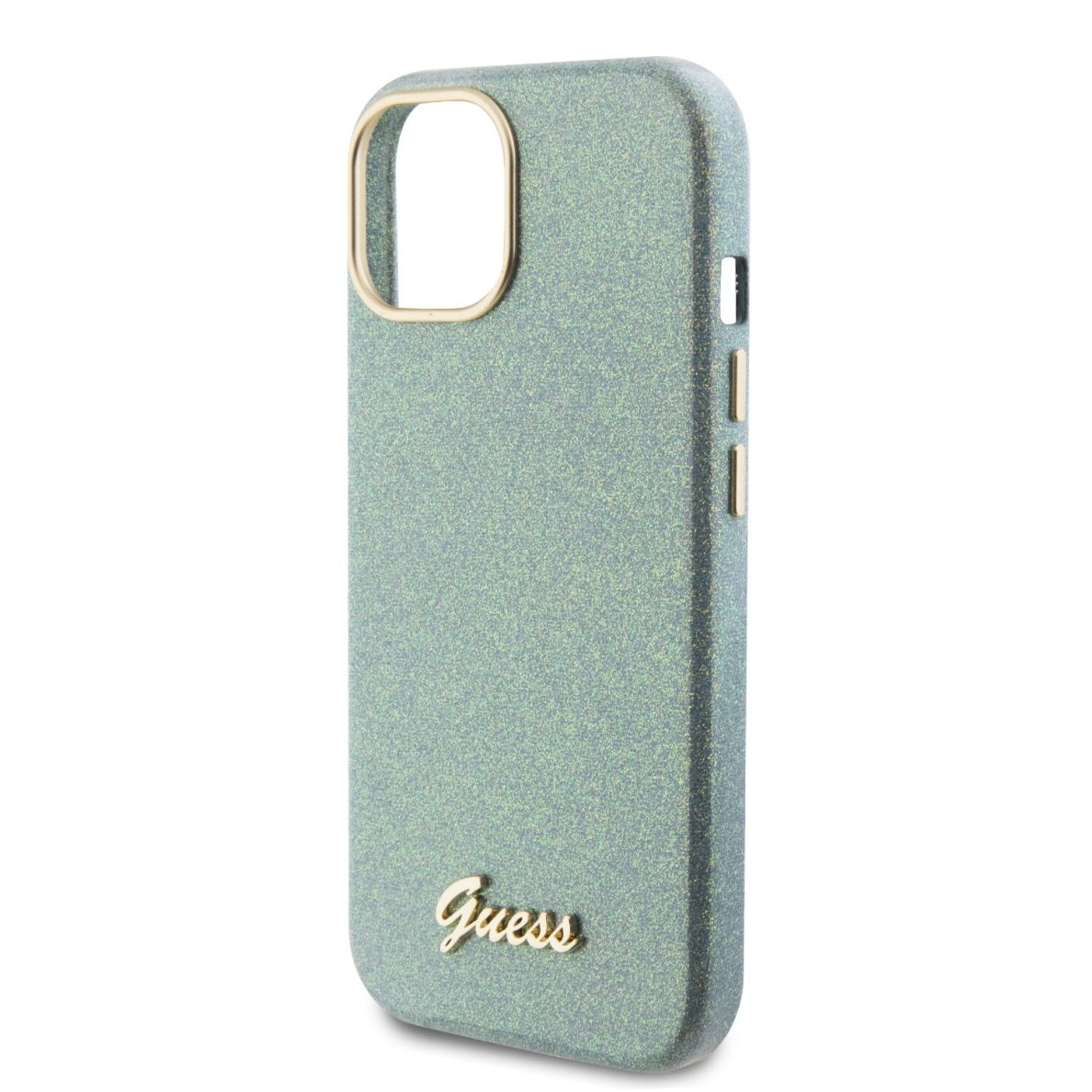 iPhone 15 / 14 / 13 khaki Glitter Glossy Script GUESS nugarėlė 5