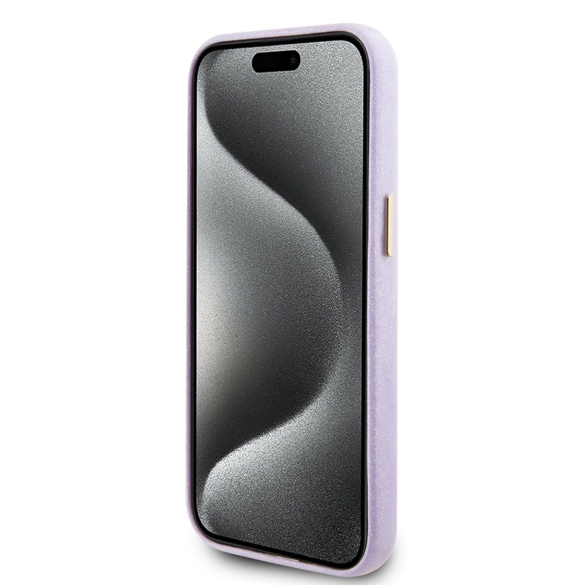 iPhone 15 / 14 / 13 lilac Glitter Glossy Script GUESS nugarėlė 4