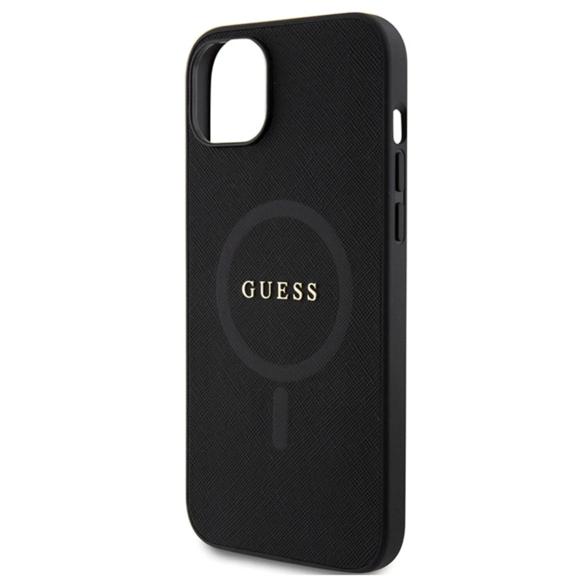 iPhone 15 PLUS black Saffiano MagSafe GUESS nugarėlė 3
