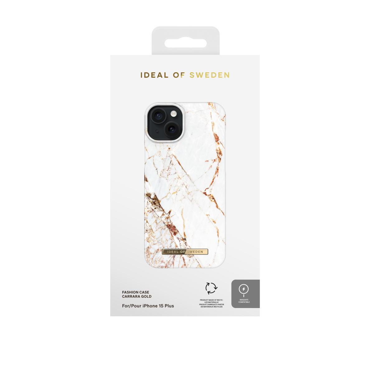 iPhone 15 PLUS iDeal Of Sweden nugarėlė MagSafe Carrara Gold 1