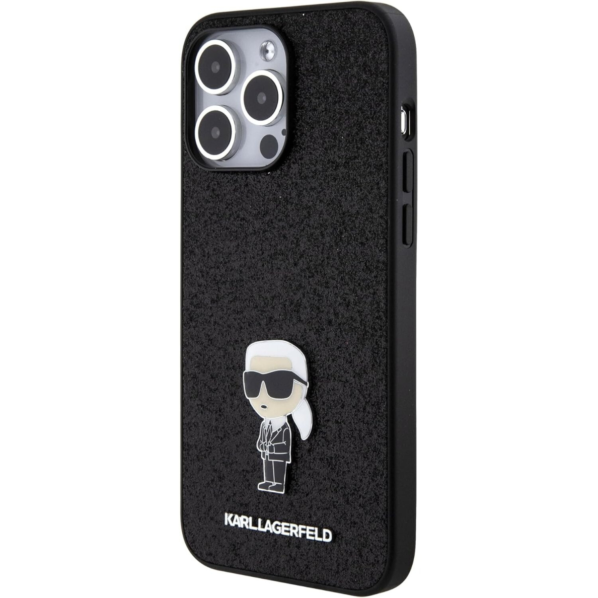 iPhone 15 PRO black Glitter Fixed Metal Ikonik IML KARL LAGERFELD nugarėlė 1