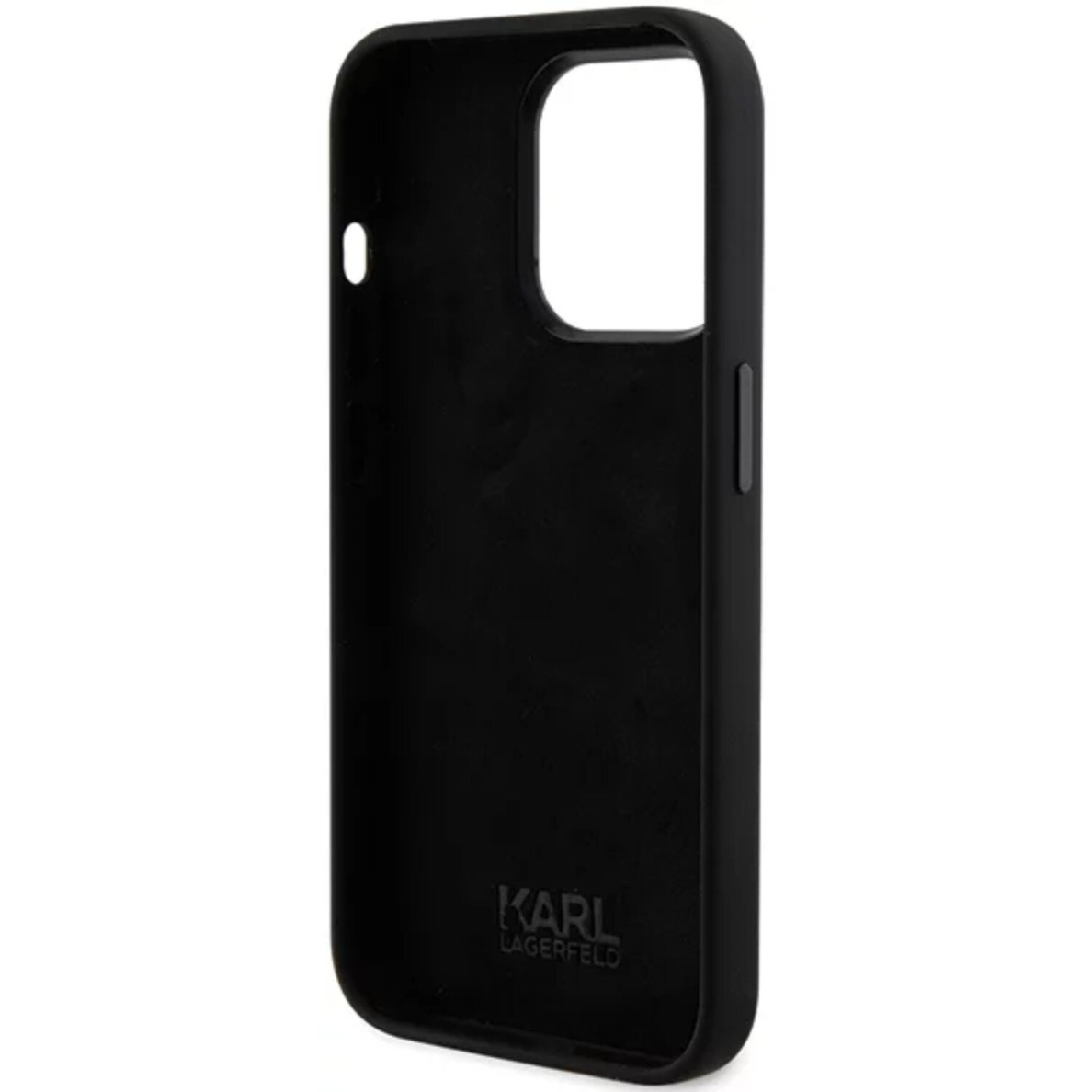 iPhone 15 PRO black Liquid Silicone Metal Ikonik KARL LAGERFELD nugarėlė 2