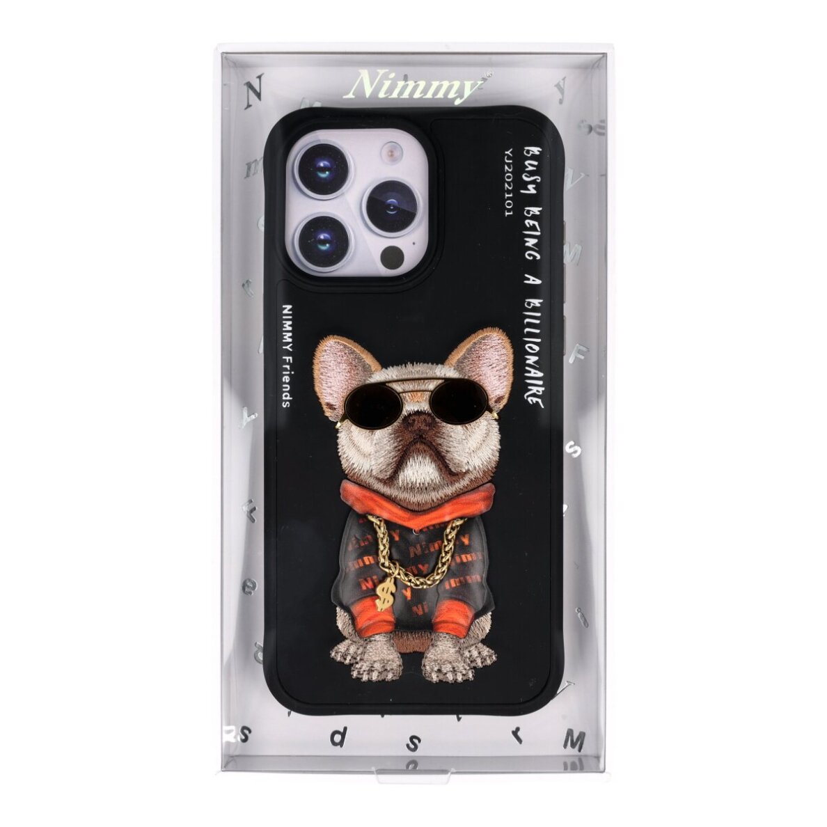 iPhone 15 PRO black NIMMY Bulldog with Glasses nugarėlė 2
