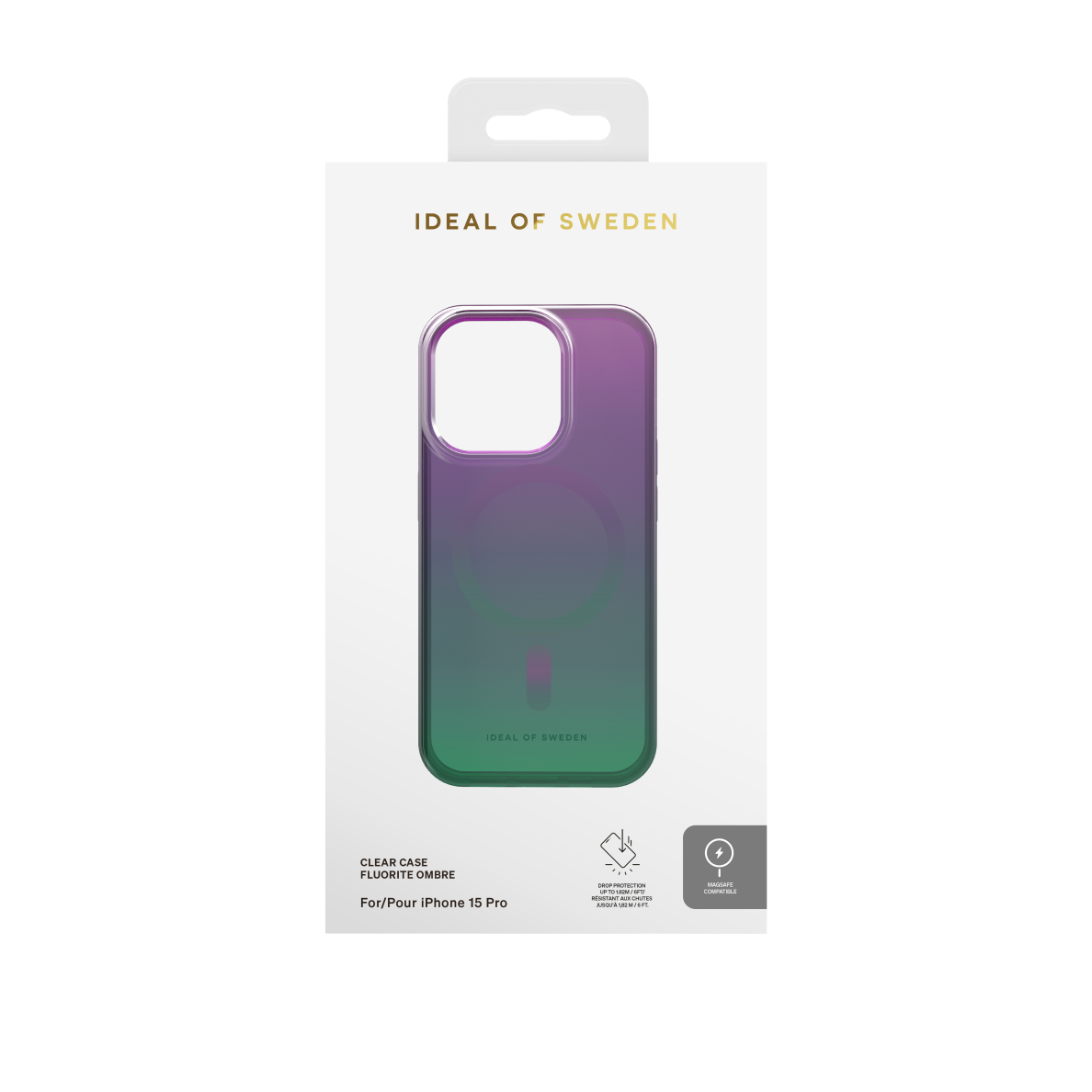 iPhone 15 PRO iDeal Of Sweden Clear nugarėlė MagSafe Fluorite Ombre 1