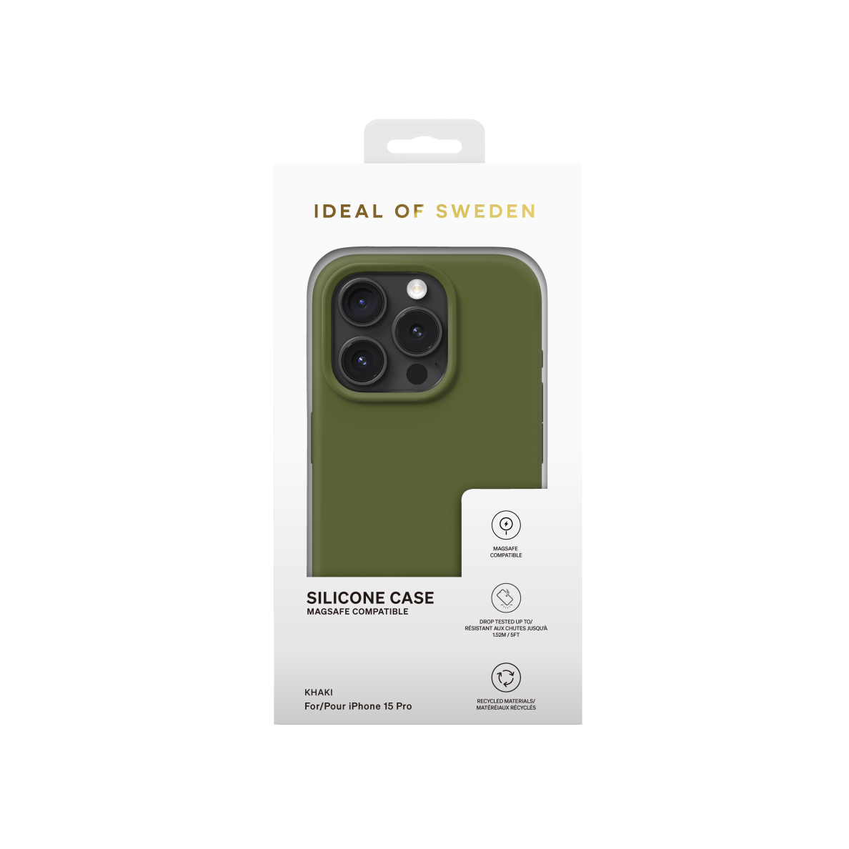 iPhone 15 PRO iDeal Of Sweden nugarėlė MagSafe Silicone Khaki 4