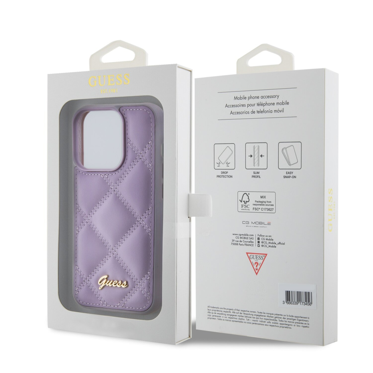 iPhone 15 PRO light purple PU Leather HC Quilted Metal Logo GUESS nugarėlė 7