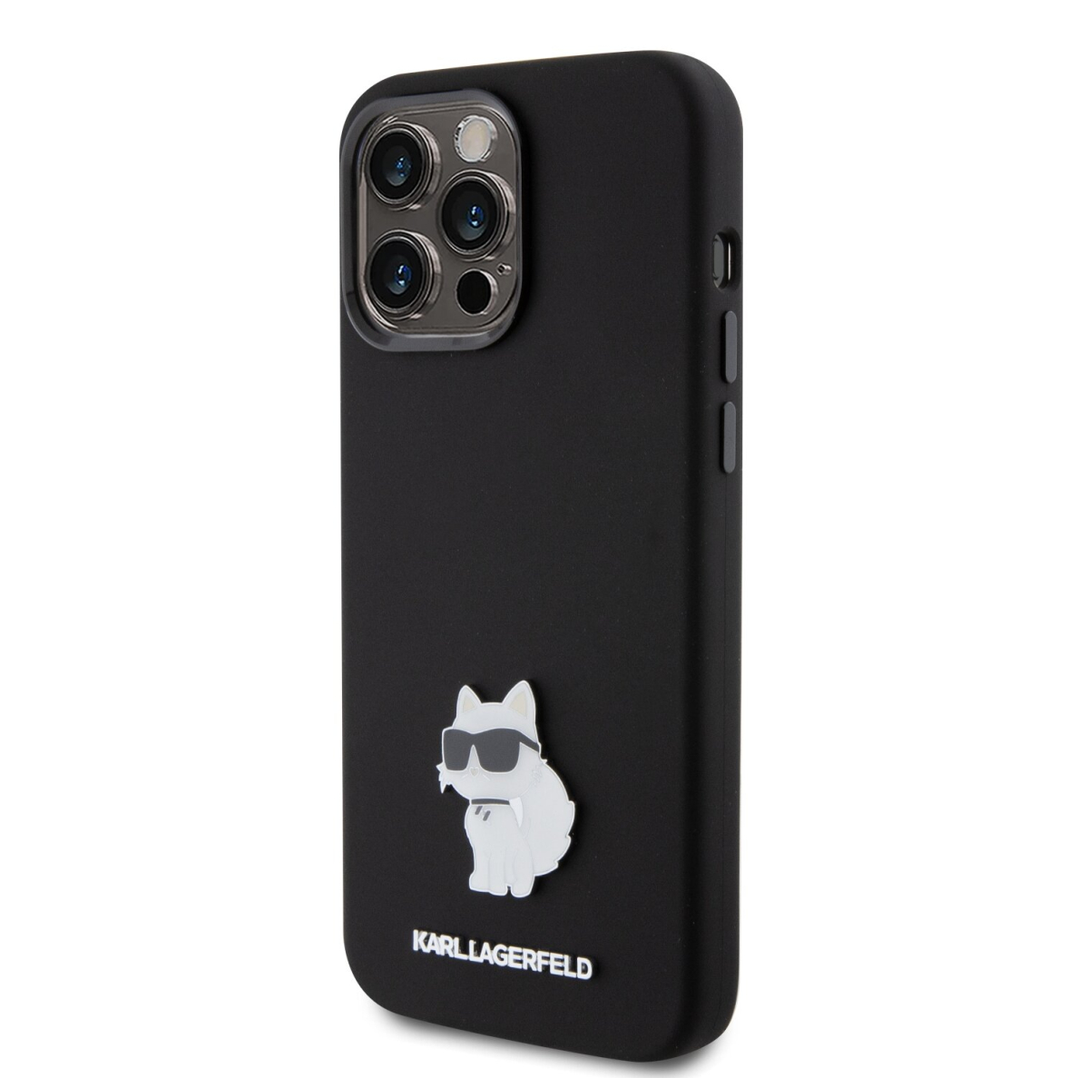 iPhone 15 PRO MAX black Silicone Metal PIN KARL LAGERFELD nugarėlė 1