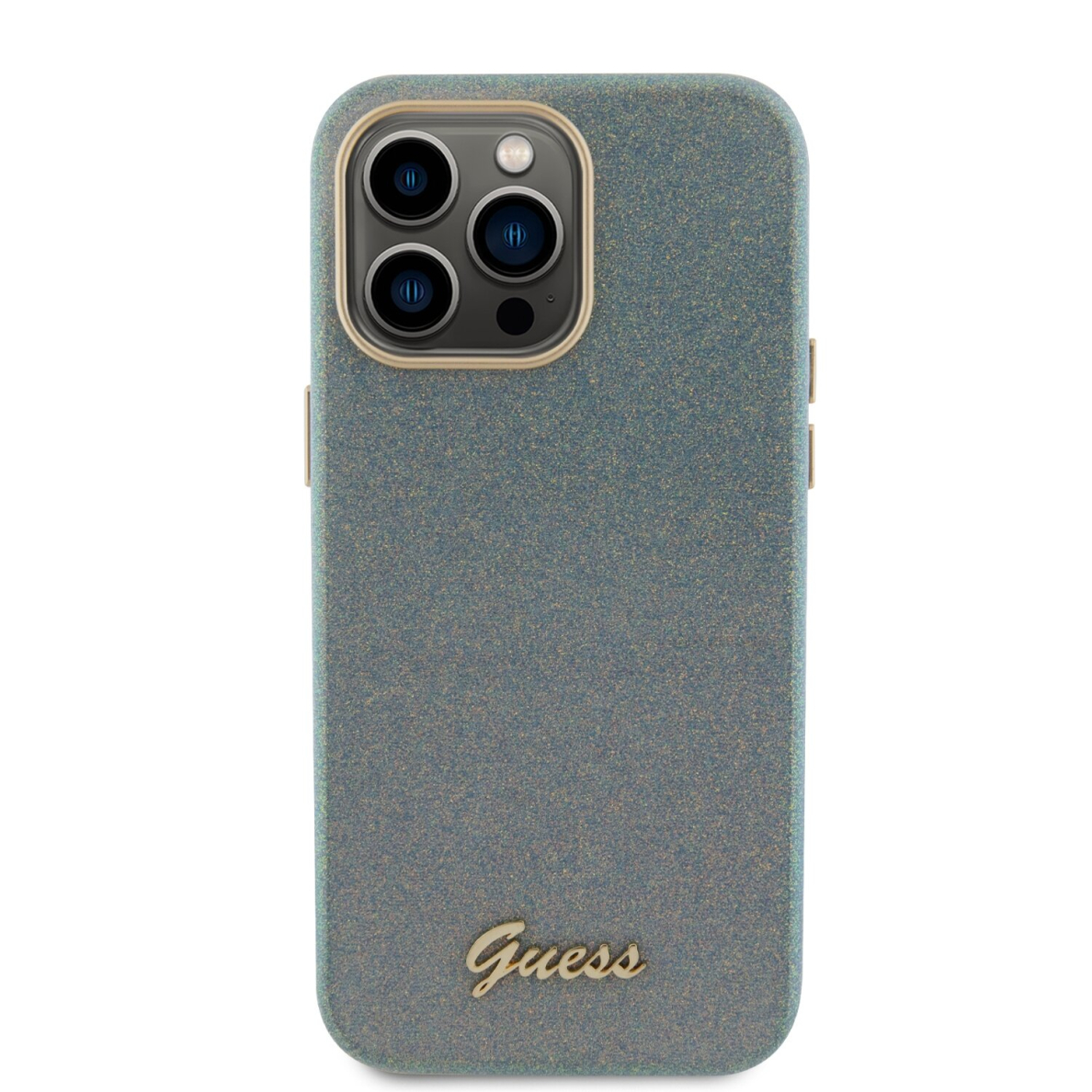 iPhone 15 PRO MAX khaki Glitter Glossy Script GUESS nugarėlė 1