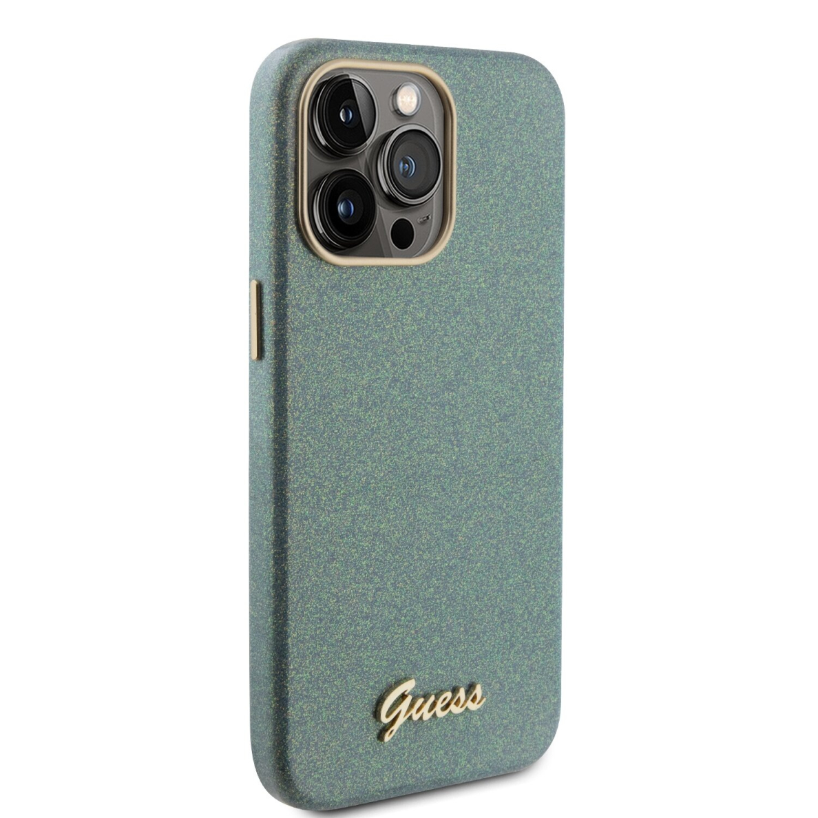 iPhone 15 PRO MAX khaki Glitter Glossy Script GUESS nugarėlė 3