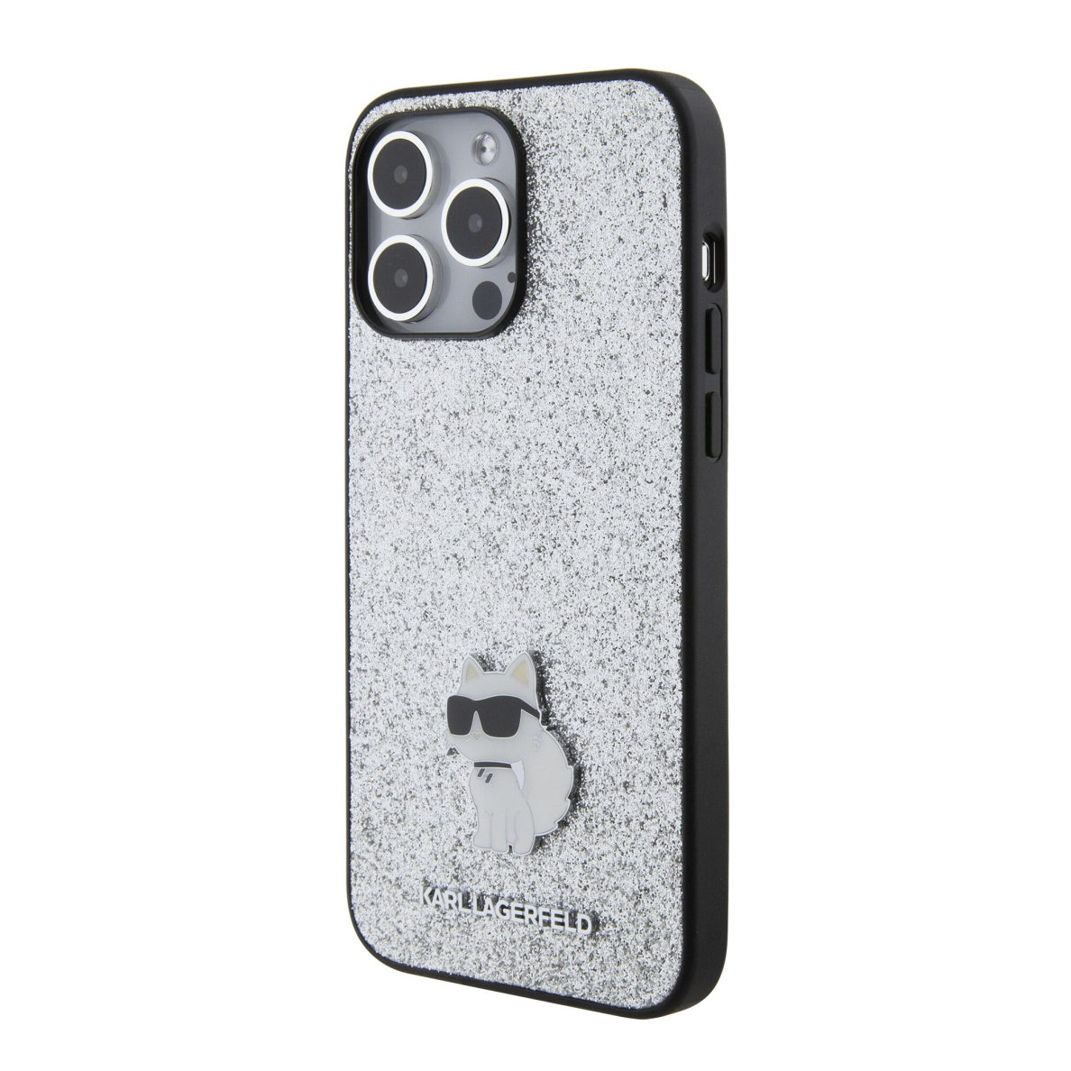 iPhone 15 PRO MAX silver Fixed Glitter Metal PIN KARL LAGERFELD nugarėlė 1
