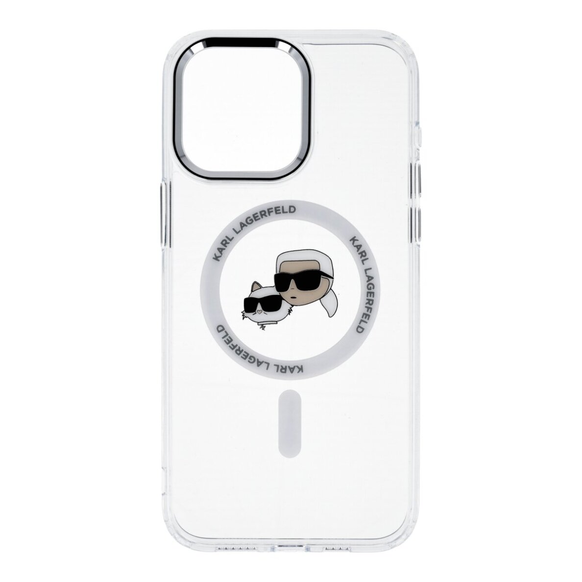 iPhone 15 PRO MAX white Magsafe IML Metal KC Heads KARL LAGERFELD nugarėlė
