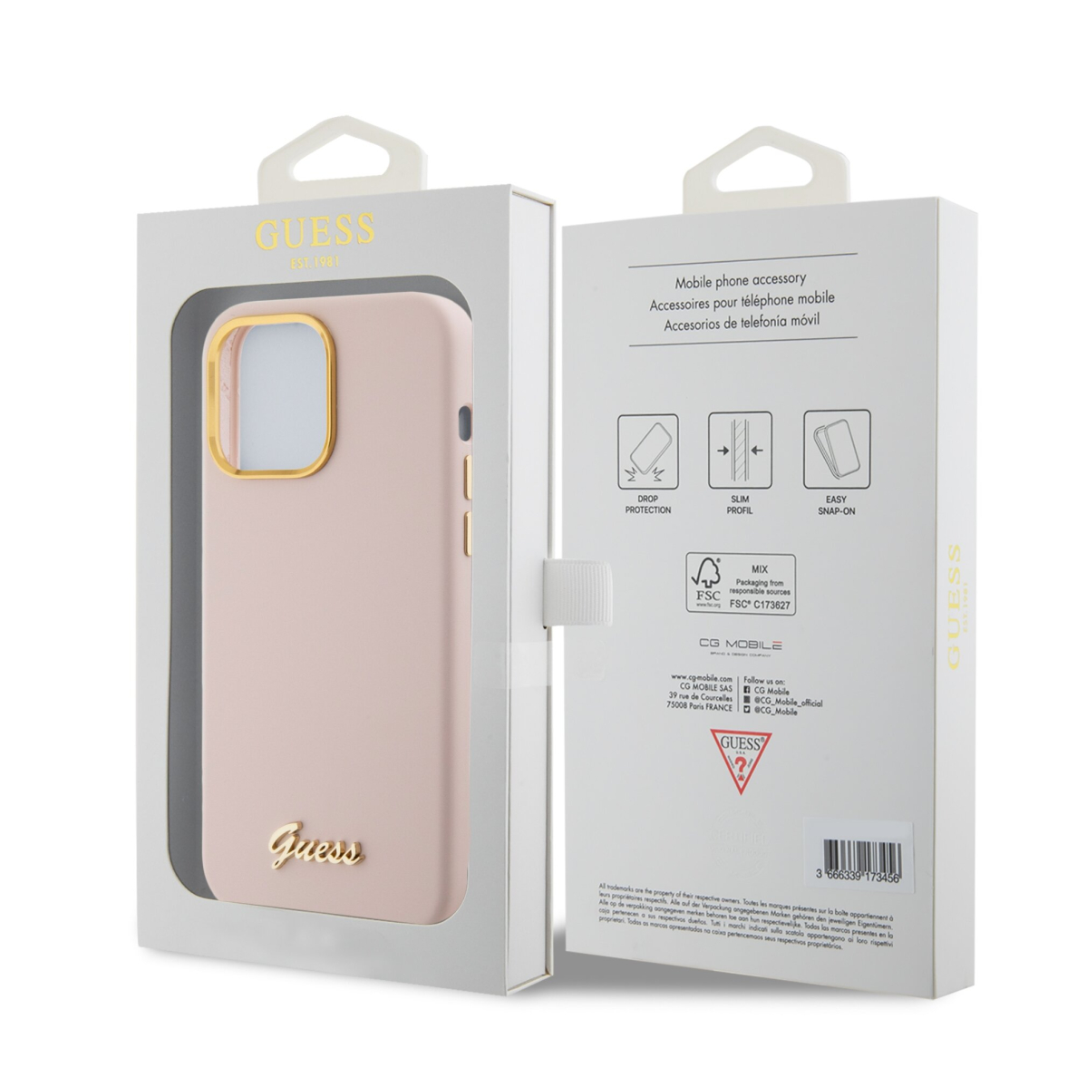 iPhone 15 PRO pink Silicone Script Metal Logo&Frame GUESS nugarėlė 7
