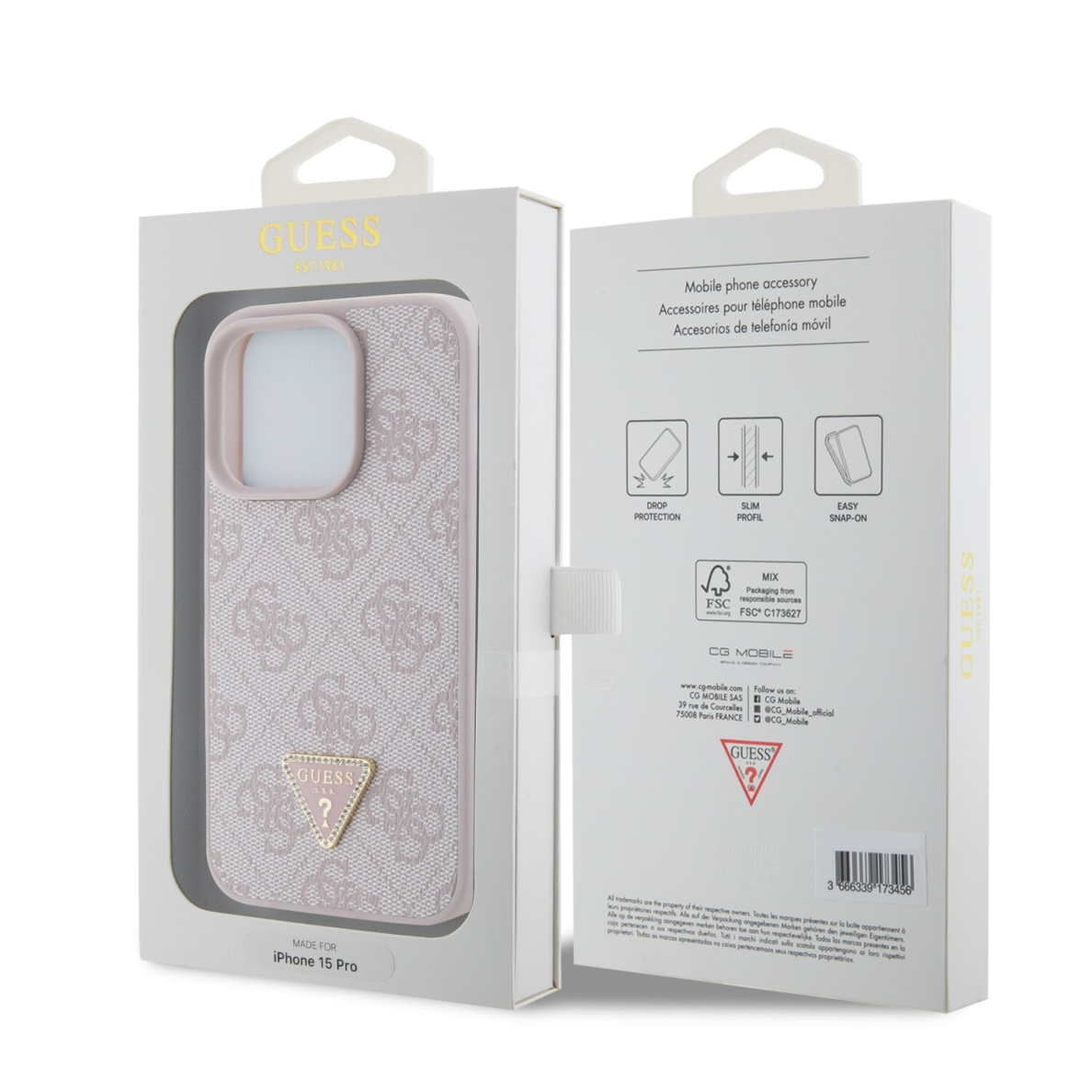 iPhone 15 PRO pink Strass Triangle Metal Logo GUESS nugarėlė 7 iPhone 15 PRO pink Strass Triangle Metal Logo GUESS nugarėlė 7