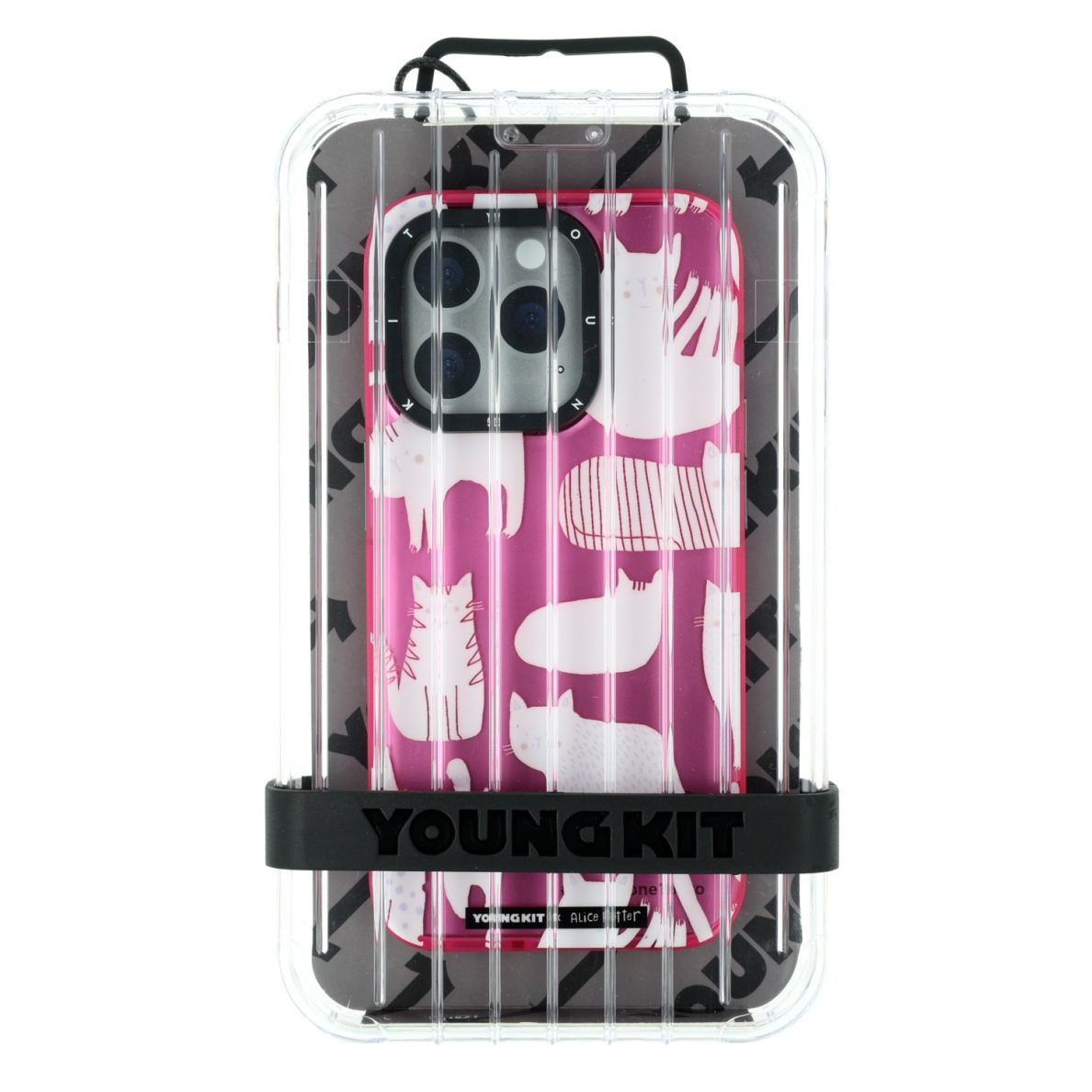 iPhone 15 PRO pink YOUNGKIT Alice Potter Design Cat nugarėlė 1
