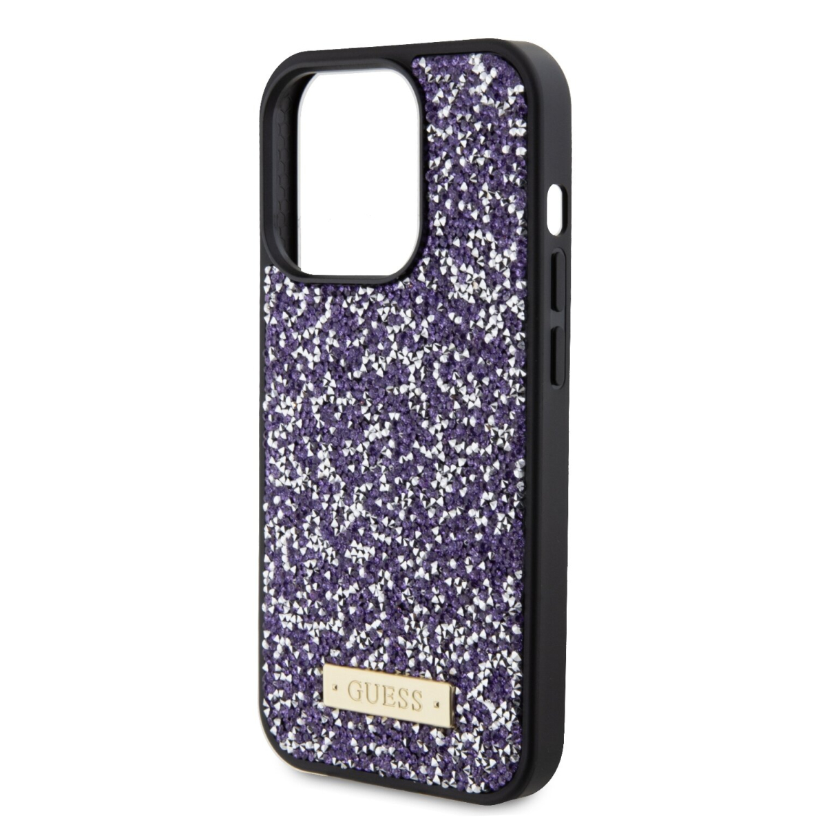 iPhone 15 PRO purple Rhinestone Metal Logo GUESS nugarėlė 3