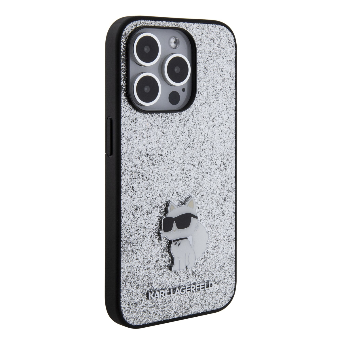 iPhone 15 PRO silver Fixed Glitter Metal PIN KARL LAGERFELD nugarėlė 3
