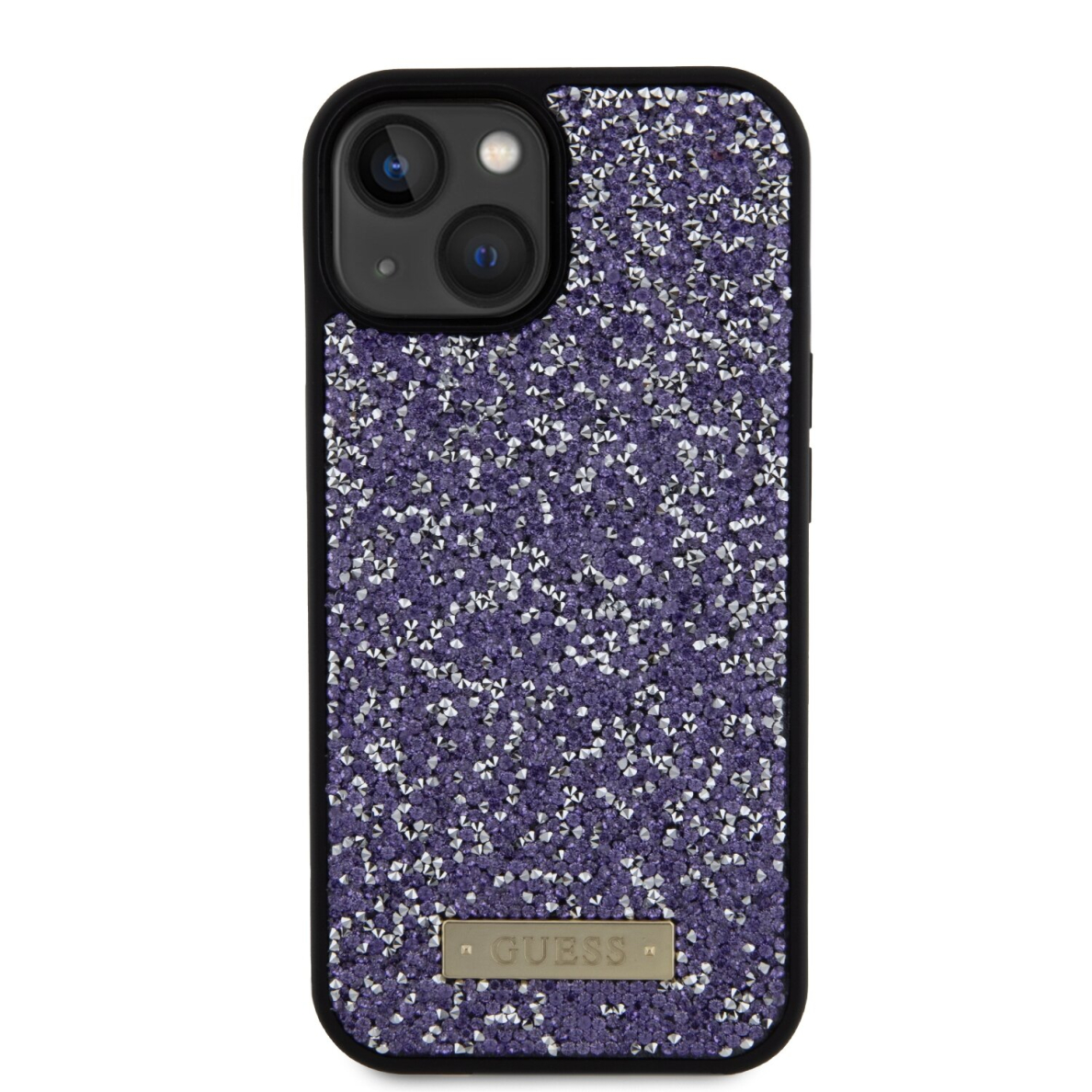 iPhone 15 / 14 / 13 purple Rhinestone Metal Logo GUESS nugarėlė 6
