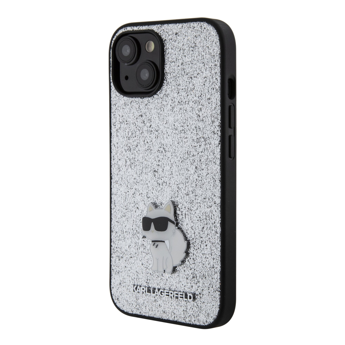 iPhone 15 / 14 / 13 silver Fixed Glitter Metal PIN KARL LAGERFELD nugarėlė 1