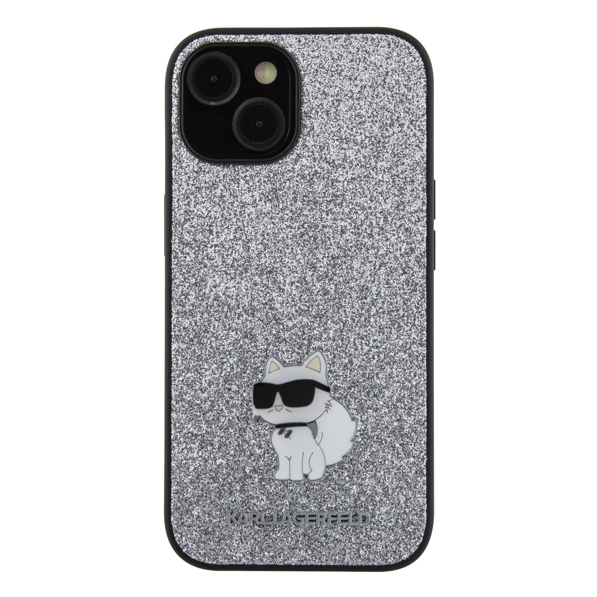 iPhone 15 / 14 / 13 silver Fixed Glitter Metal PIN KARL LAGERFELD nugarėlė 2