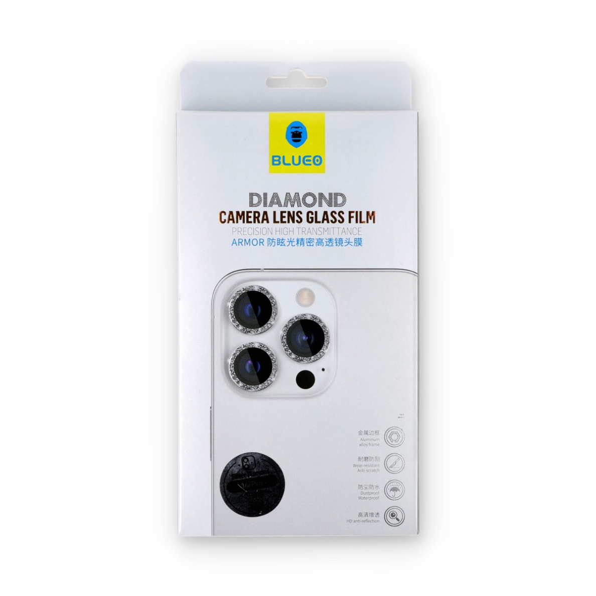 iPhone 16 / 16 PLUS apsauginis glitter Mr.Monkey galinės kameros stiklas 2