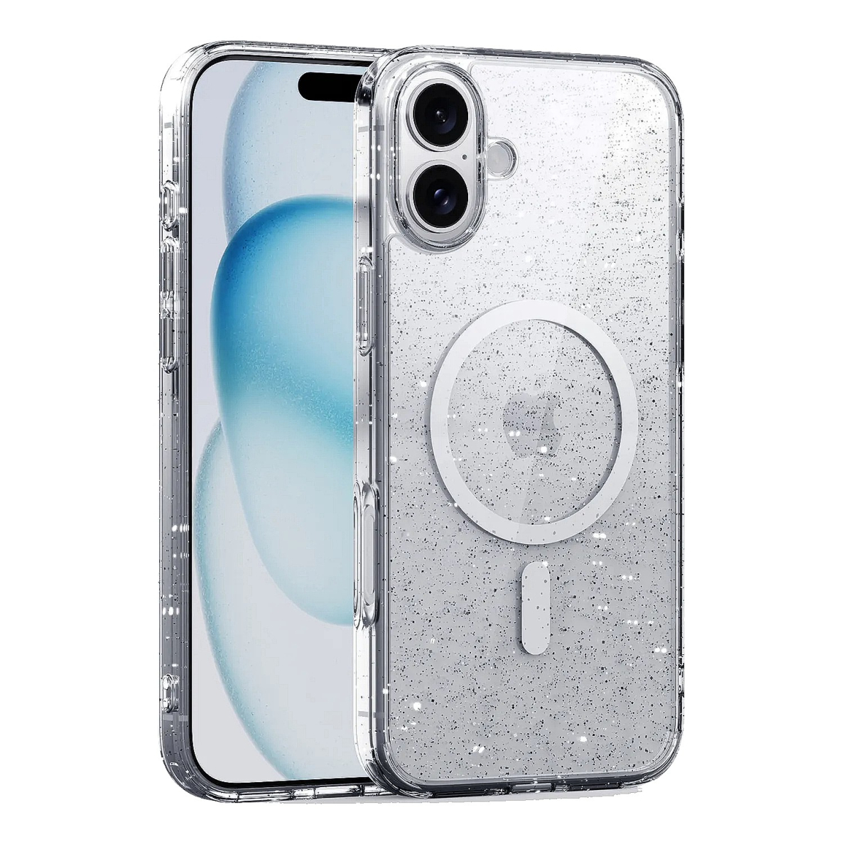 iPhone 16 clear Glitter MagSafe Mr. Monkey nugarėlė