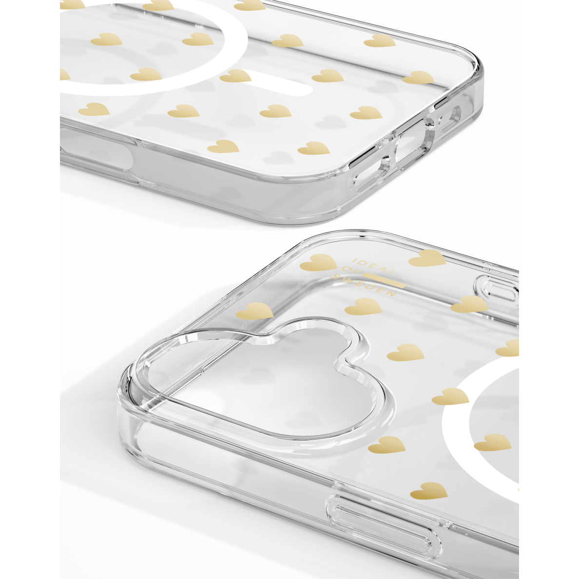 iPhone 16 iDeal Of Sweden Clear MagSafe nugarėlė Golden Hearts 3