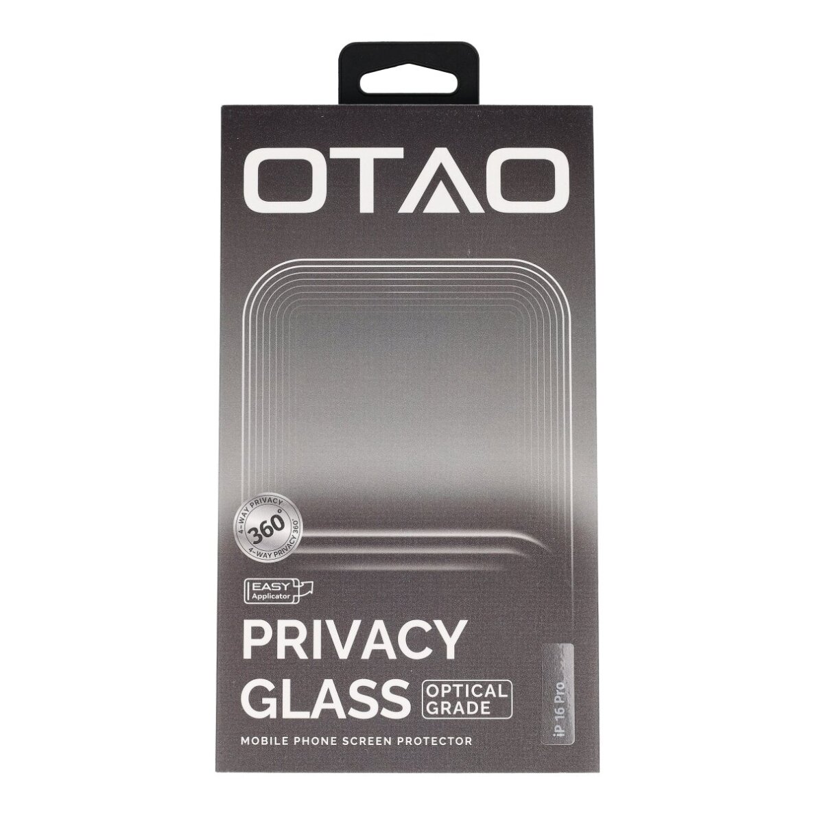 iPhone 16 PRO black pilnas OTAO Premium PRIVACY 360 apsauginis stiklas 1